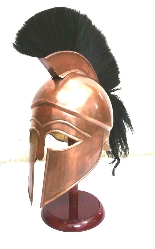 Medieval Replicas Casque médiéval Grec Spartiate corinthien avec Plume Noire Antique, réplique