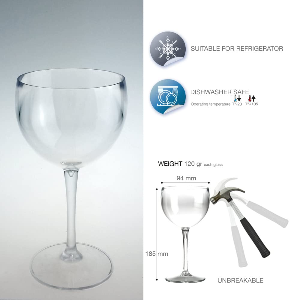Ballonglas Weinglas aus Kunststoff Weinbecher Plastik Rotweinglas Transparent 40 cl. Set 6 Stück