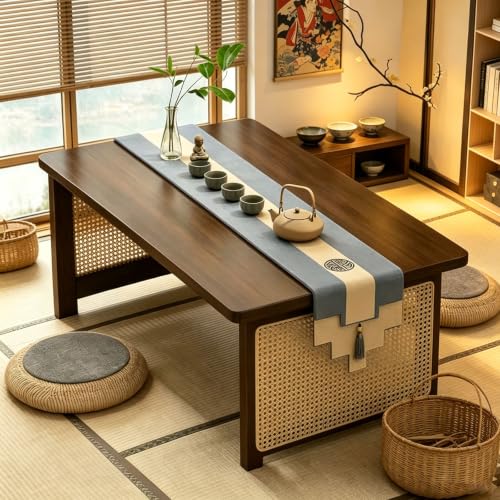 XEEFFOCB Japanese Floor Table, Folding Coffee Table No Assembly, Low Coffee Table for...