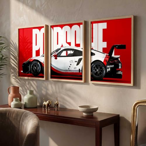 Image of HOTHOUSE Big Sports Cars Framed Posters Gift Items for Boys Room Wall Decoration Bedroom Living Room Office Studio Decor | Car Poster Frame for Wall Decor Set Of 3 Size (10 X 13 inch)