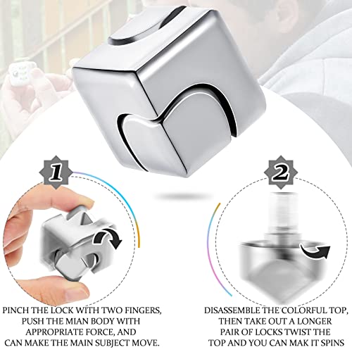 Zhanmai Fidget Cube Spinner Anti-Anxiety Focusing Fidget Toys 4-In-1 Toy Metallic Focus Toy Cube Finger Top Desktop Stress Relieve Toys For Kids And Adults (Silver) #TOP2