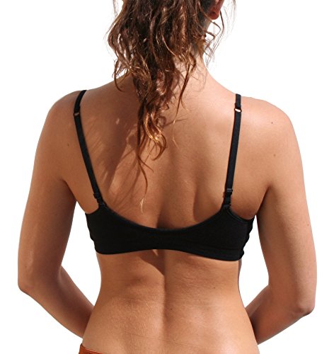 Image of Blue 55 Women's Bralette Wireless Padded Bra Top Sexy Everyday Basic Deep V-Neck