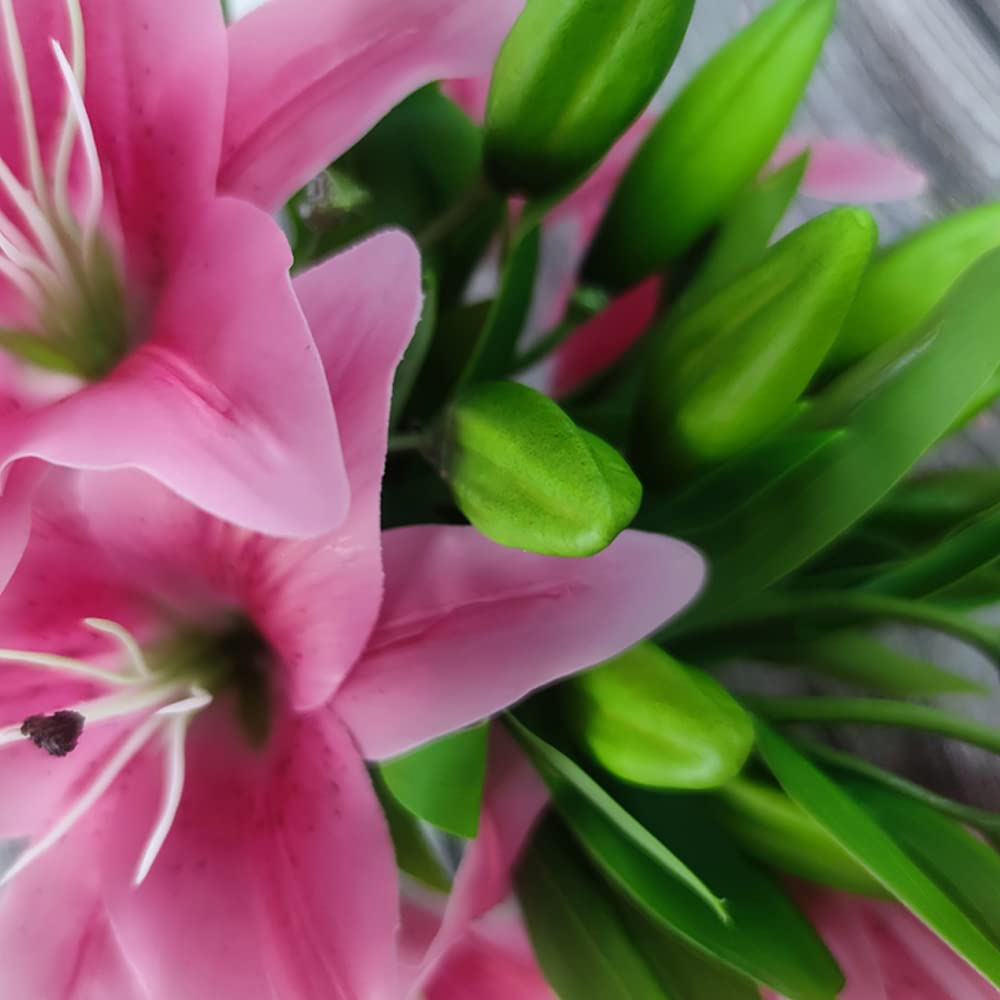 7 Stück künstliche Lilienblumen Künstliche Lilien Blumen für Zuhause Hochzeit Blumensträuße Zuhause Hotel Party Dekor Gräber Arrangement (rot)