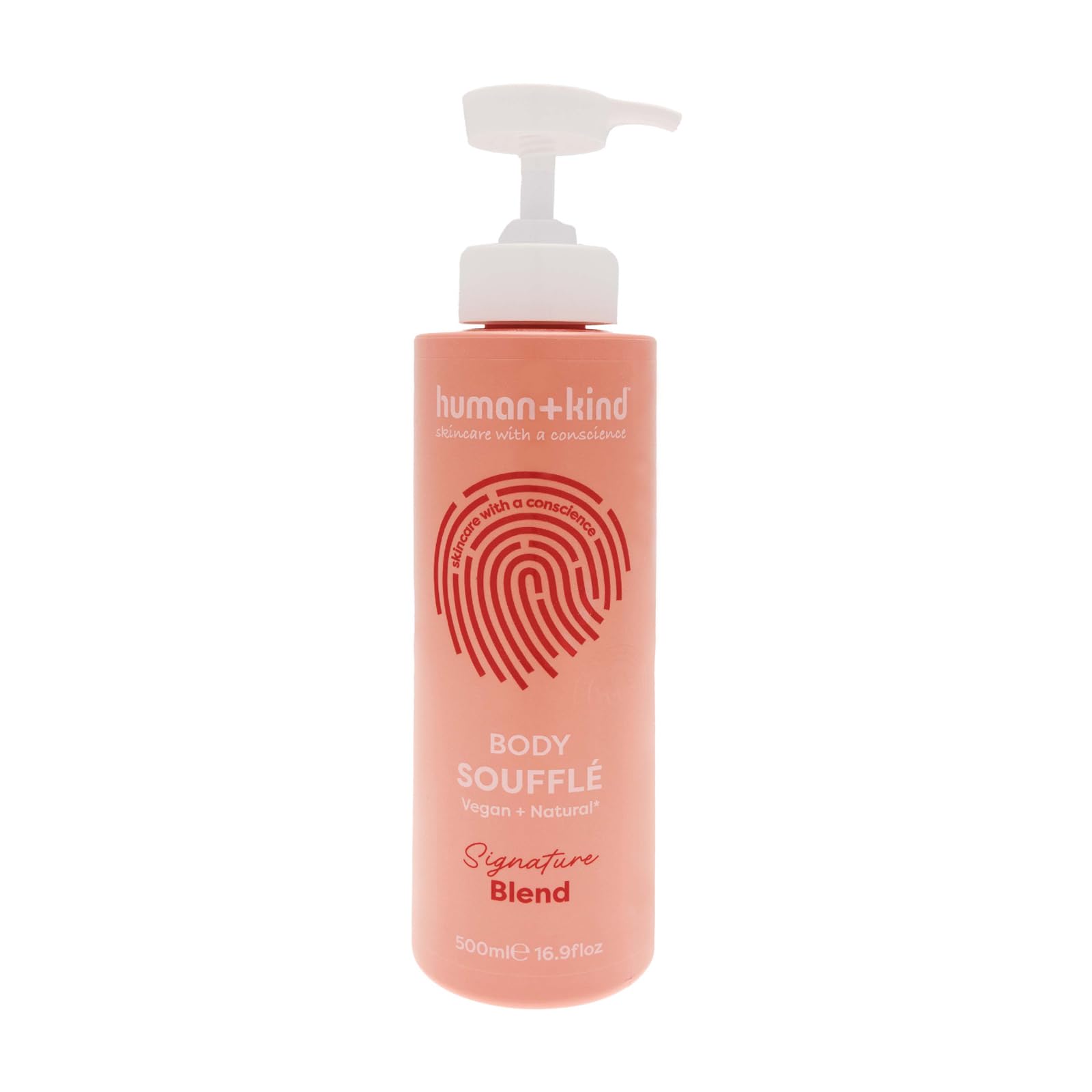 Human+Kind - Body Souffle - Lecht Schlagsahne-Feuchtigkeitscreme schnell ein - idealny do trockene oder zu ekzemen tendencyjnych Haut - natürliche, vegan Hautpflege - Flasche o pojemności 500 ml.