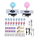 Ensemble Joystick Remplacement pour Jeu D'arcade à 2 Joueurs, Kits Pièces Bricolage pour Jeu D'arcade à 5 Broches et 8 Voies avec Joystick/bouton/rondelle/interrupteur/lumière LED/câble US(Bleu+Rouge)