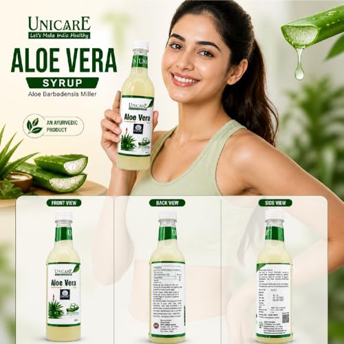 Image of Unicare Aloe Vera Juice | Natural Detox Drink for Digestion & Liver Support | Boosts Immunity & Energy | Supports Skin & Hair Health | No Added Sugar, No Chemicals | Pack of 3 | 500ml