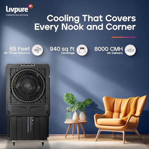Image of Livpure Scorpio Desert Air Cooler- 100 L | 20 inch Fan Blade | High Air Delivery | Water Level Indicator | Anti-Bacterial Honeycomb Pad | 350 Watts Motor | 2 years Warranty by Livpure