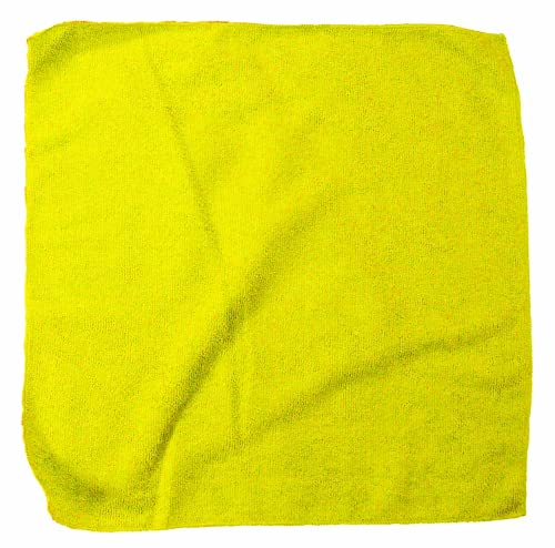 Hi-Tech Microfiber Towel For Polishing Drying Cleaning 16 x 16 Yellow (12 Pack)