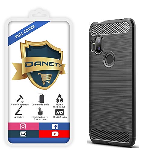 Kit Danet Capa Capinha Anti Impacto Para Motorola Moto One Hyper Tela 6.5Case Com Desenho Fibra De C