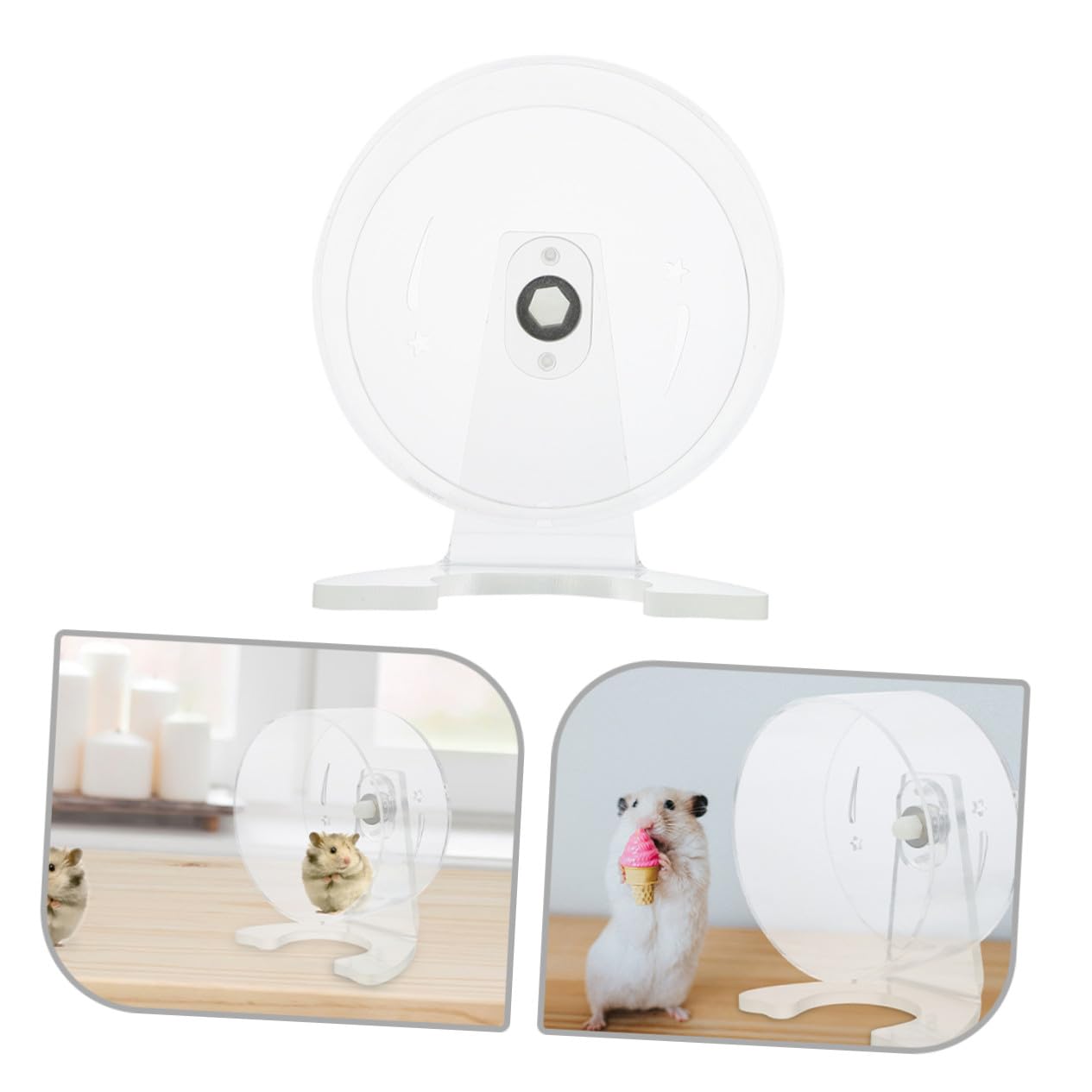 SOIMISS Geräuschloses Laufrad für Hamster mit Ständer Transparentes Design Langlebiges Kunststoffmaterial für Rennmäuse und Kleintiere
