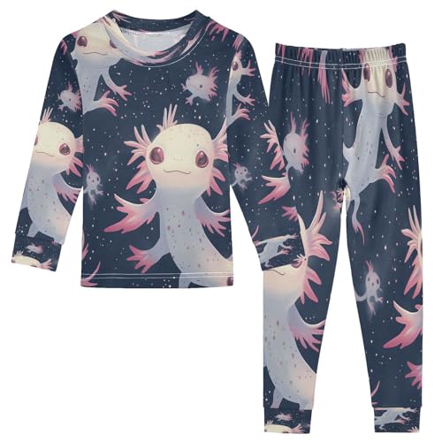 Pajama Sets Long Sleeve Axolotl Space Fantasy Creatures Soft Comfy Sleepwear 2 Piece PJS 3-8T