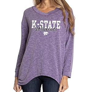 Flying Colors Apparel Womens Kansas State Wildcats | The Bailey II -Sandwashed Relaxed Rib Knit V-Neck Tunic