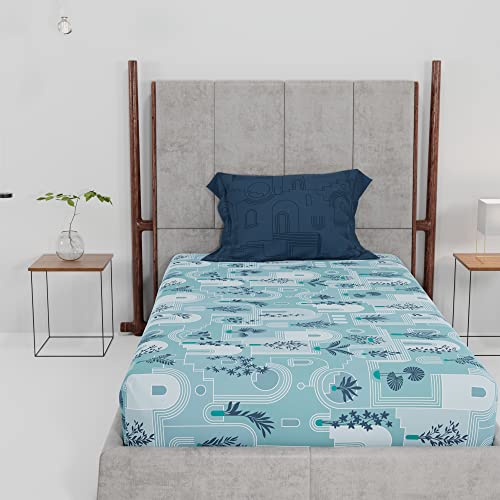 Image of Trident 144 Thread Count 100% Cotton Bedsheet, Single Size, Abu Dhabi Blue