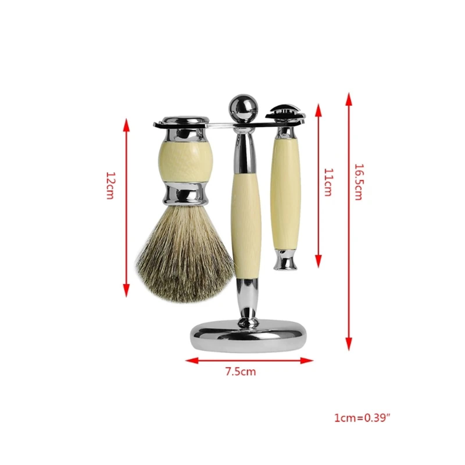 Profesional for hombres, cepillo de limpieza barba Manual lujo, afeitadora Metal, soporte for maquinilla afeitar, recortador pelo, herramienta aseo(White)