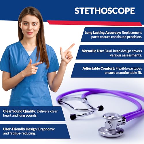 Image of Dixie EMS Blood Pressure and Sprague Stethoscope Kit - Purple