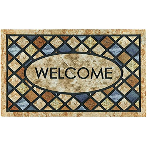 CHICHIC Door Mat Welcome Mat 24x 36 Inch Front Door Mat Outdoor for Home Entrance Outdoor Mat for Outside Entry Way Doormat Entry Rugs, Heavy Duty Non Slip Rubber Back Low Profile,Blue Welcome