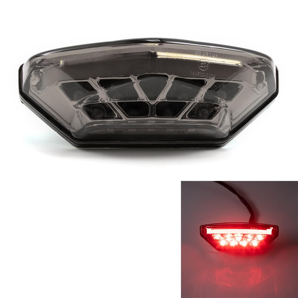 Moto Feu arrière LED rouge Feu stop arrière Plaque d'immatriculation Feux diurnes Universel pour 12V Moto Scooter ATV Quad Bike Tricycle (Gris)