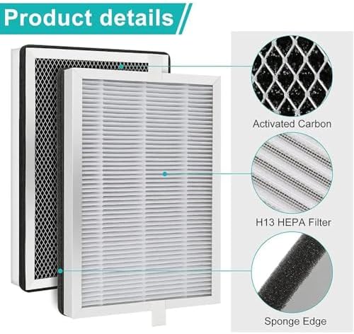 Replacement Parts 3 in 1 H13 True HEPA Filter and Activated Carbon Compatible with Medify MA-25 Air Purifier, Pre-Filter 4 Packs