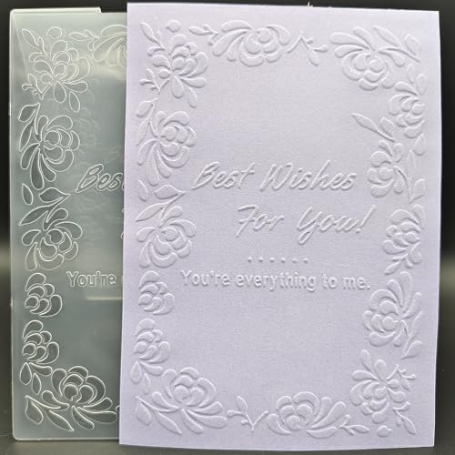 Plastic Embossing Folder 5x7 Inch -Best Wishes for You- Paper Crafts Plastic Textured Impressions for Card Making Scrapbooking