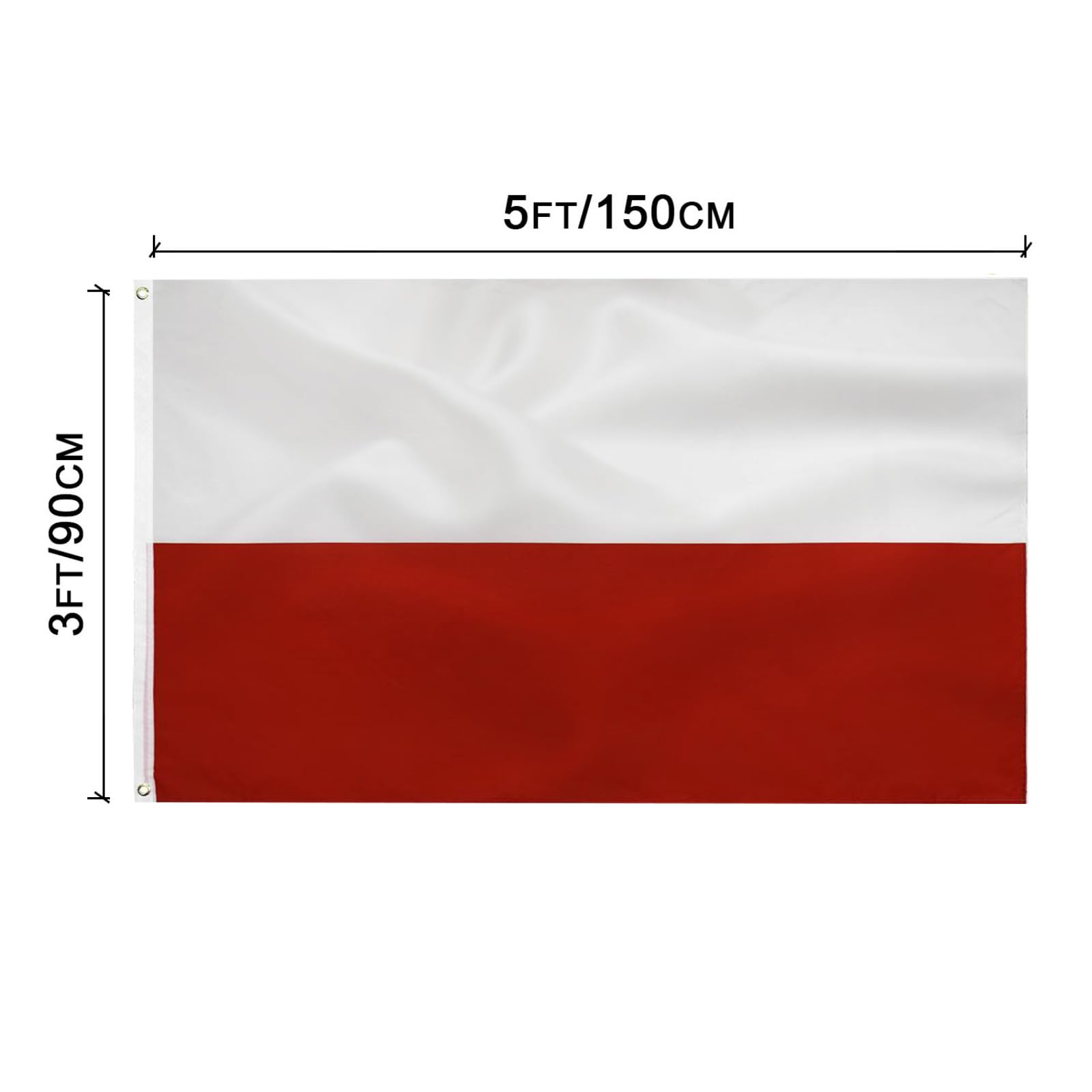Flaga polski 90 x 150 cm-Polska flaga poliestrowa jasny Płócienny Nagłówek i podwójne szycie z mosiężnymi oczkami