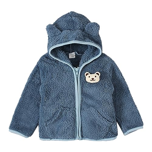 Kids 𝗣olar Fleece Jacket Full-Zip Puffy Thicken Windproof 𝗧𝗲ddy Outerwear Solid Hooded Coat with Poceket