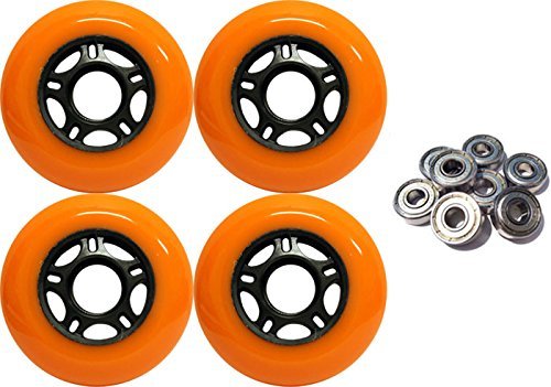 TGM Skateboards Outdoor Inline Skate Wheels 72Mm 89A Orange X4 W/Abec 5 Bearings
