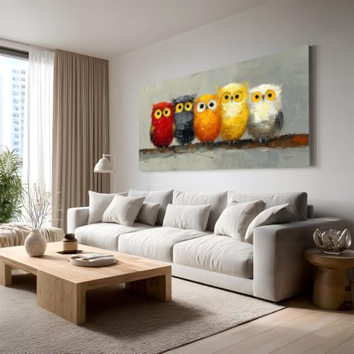 Peinture oiseau sans cadre pour habiller un grand mur de chambre