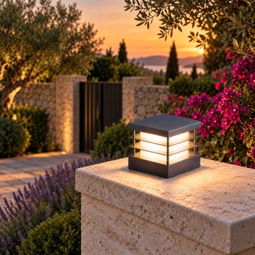 FoneLight Set Üstü Bahçe Aydınlatma 18x18 cm Genişik – Alüminyum Gövde; IP65 Su Geçirmez Dış Mekan Dekoratif Lamba, 3000K Sıcak Beyaz