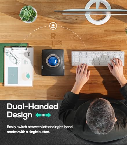 Image of Nulea Wireless Trackball Mouse, Ergonomic 55mm Trackball, 4 Level Adjustable DPI for Precise Control, Left or Right Hand Compatible, Rechargeable, Multi-Device Bluetooth & 2.4GHz for PC, Laptop