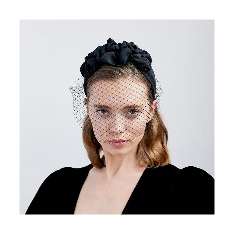 YEKIM Brautschleier Schwarzer Stirnbandschleier für die Braut, Kristallperlen, Vogelkäfig, Gesichtsnetz, Haarschmuck, Schleier, bezaubernd, für Hochzeitsfascinator