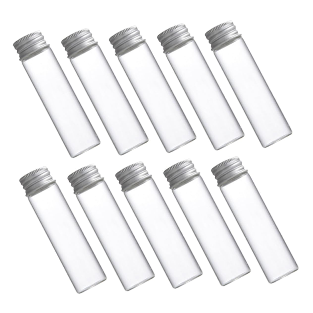 POPETPOP 30piezas Tubos de Ensayo de Vidrio Transparentes con Tapa de Rosca Metalica Frascos Pequenos para Almacenar Cuentas Purpurina para Muestra de Laboratorio y Prueba de Aceite