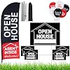 Buryeah 36 Pcs Open House Signs Set, Flag Pole Kit, Arrows Stakes, Black