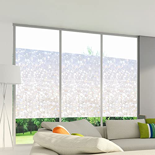 3D Pebble Window Privacy Film, Frosted Glass Window Film,Vinyl Decorative Window Decals, Uv Blocking Window Coverings Static Clings Non Adhesive Window Film (35.4 X 78.7 Inch) #TOP5