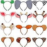 12 Pieces Zoo Animals Ears Headband Jungle Safari Animals Hairbands Cosplay Hair Hoop for Birthday Party Christmas Halloween Costume