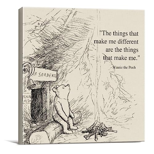 Image of Dolimifa Vintage Cute Bear Wall Art Decor Framed Poster (8x8 Inch) | Classic Wall Decor for Kitchen, the Things That Make Me Different Sayings, Print Painting Artwork, Ready to Hang, Canvas