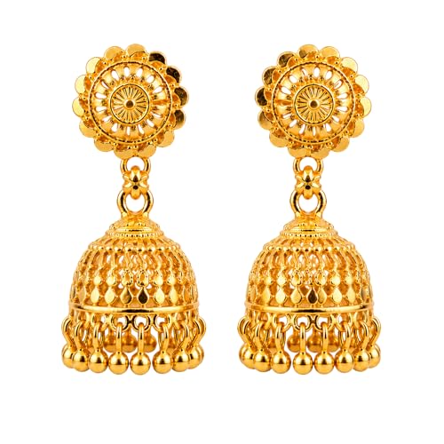Image of Traditional Gold Plated Jhumka Earrings Combo Set of 4 for Women & Girls | Ethnic Jhumki Jewellery
