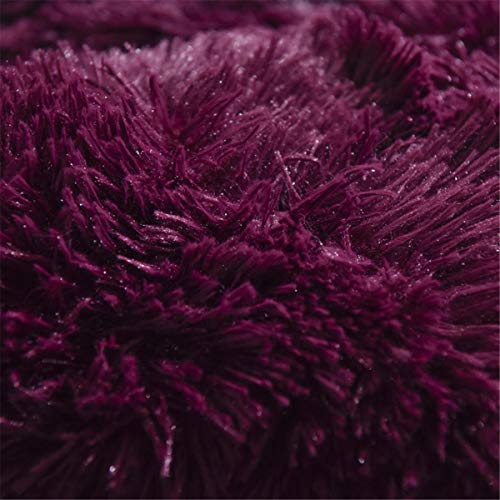 Soukach Shaggy Fluffy Queen Duvet Cover Set,3 Pcs Faux Fur Bedding,1 Fuzzy Duvet Cover +2 Furry Crystal Velvet Pillow Case,Luxury Long Fleece Decorative For Bed Room(Plum Purple, Queen) #TOP3
