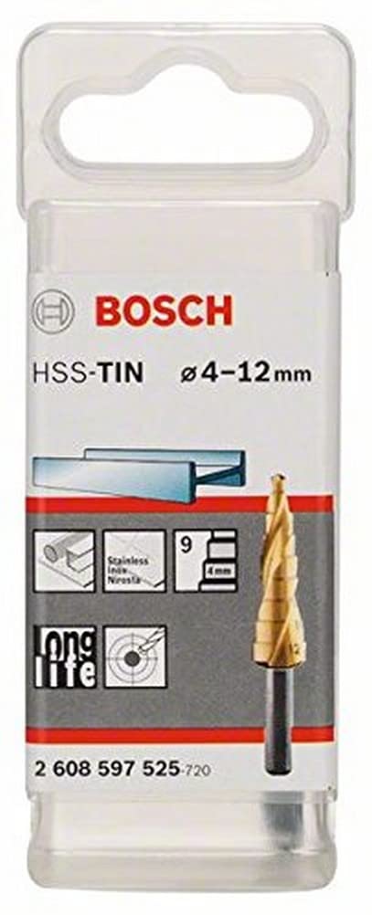 Bosch Accessories Bosch Professional HSS-TiN kademeli matkap ucu, 3 yüzeyli şaftlı (Ø 4-12 mm, 9 kademeli)