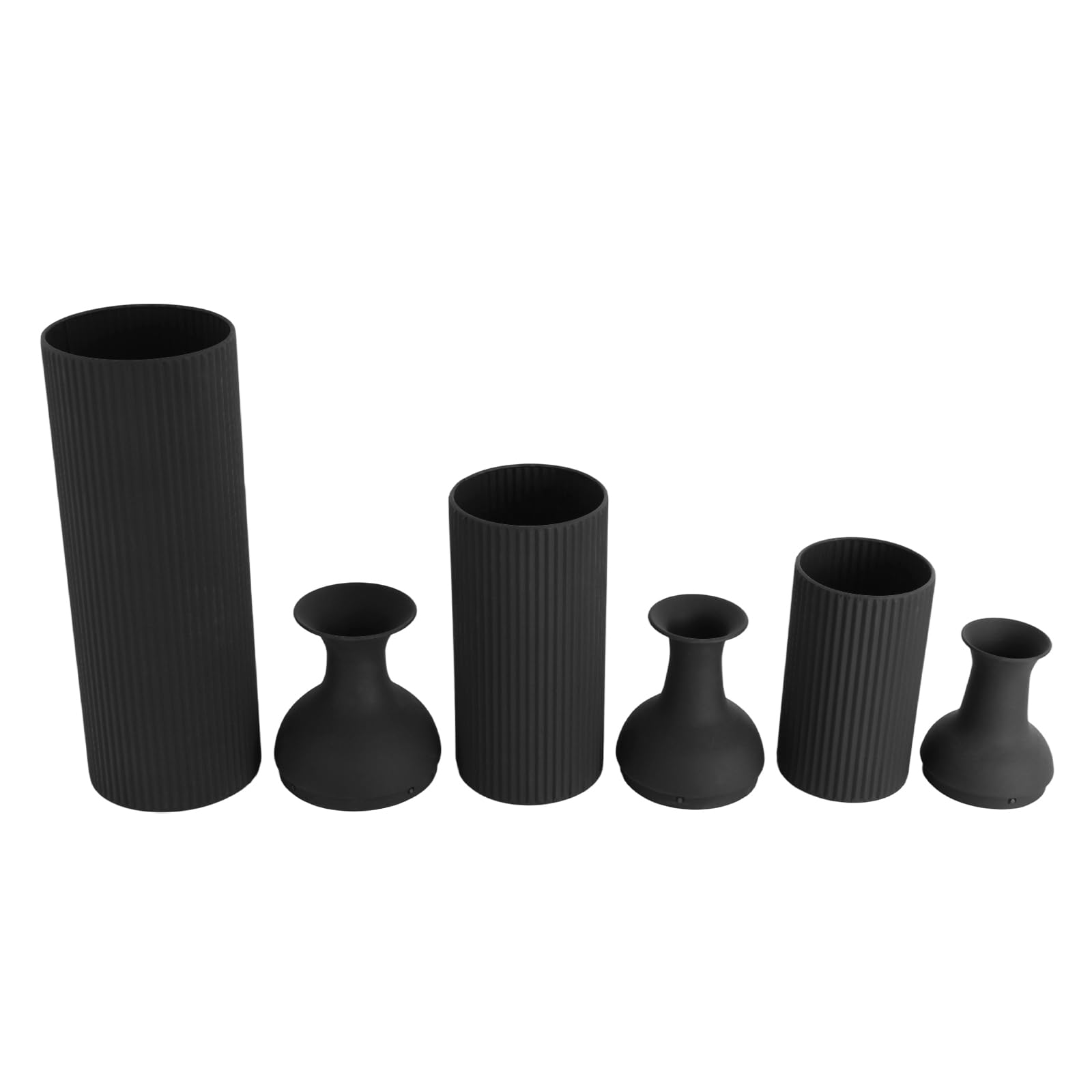 3 Set Standvase aus Metall, Blumenvase Modern Schmale Vasen Keramik Vasen Bodenvase Fußbodenvase mit Natürlicher Textur für Kamin Schlafzimmer,Küche,Wohnzimmer, Schreibtisch (Schwarz)