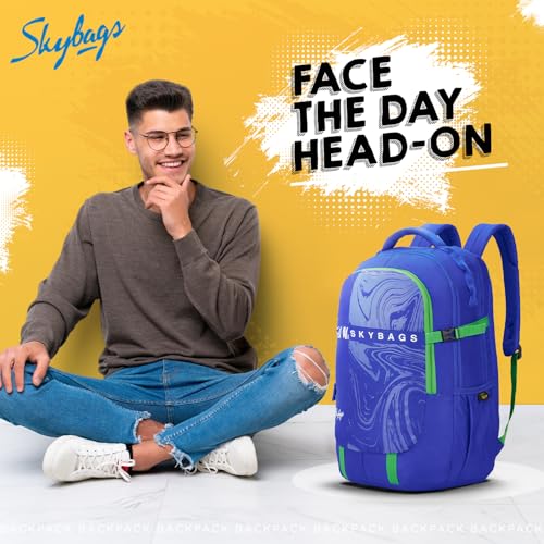 Image of Skybags Vesper 15.6 Compatible Laptop Backpack 40L | 3 Compartments with Front Slip Pocket and Rain Cover | Bottle Holders, Padded Back with Air Mesh | Office & Casual Backpack for Men & Women