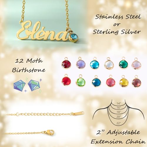 Custom Name Necklace Personalized - 18K Gold Plated Customized Name Plate Necklaces Personalized Gifts for Mom Women Girlfriend4