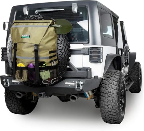 Spare Tire Trash Bag, Offroad Spare Tire Storage Bags Heavy Duty Truck Tailgate Trash Bag Fits up to 40 Tire, Large Recovery Gear Firewood Camping Cargo Storage Bag for Jeep Truck SUV Car (Khaki)
