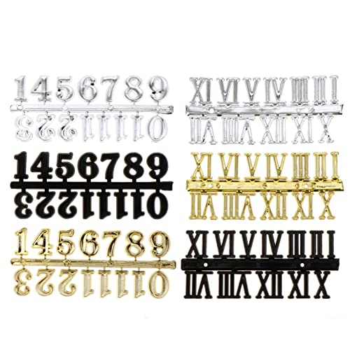 Clock Mechanism With Numbers Kit Diy Clock Numerals Mechanism Replacement: 6pcs Gold Silver Black Arabic Number Roman Number Diy Digital Clock Numbers For Wall Clock