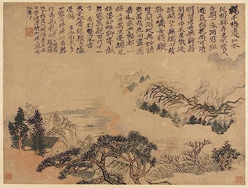 Tableau Printemps sur la rivière Min Shitao poster vintage décoration murale 60x90