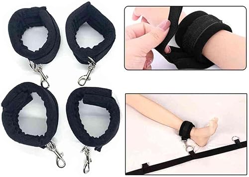 Vista 6 de Kit de sujeción de amarre para cama de tamaño King Queen correas de cama para adultos, tobilleras y muñequeras, pulseras sexuales para mujeres