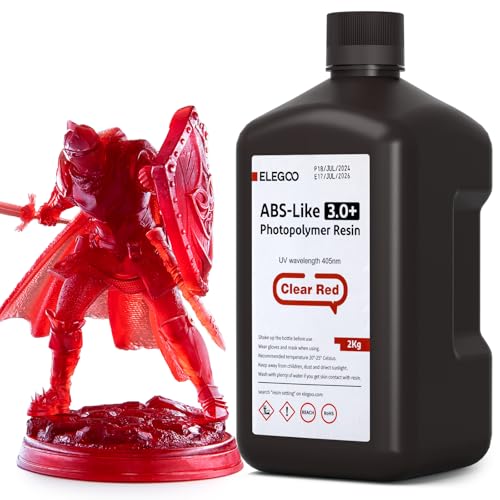 ELEGOO ABS-Like 3.0+ 3D Printer Resin Red 2000g UV-Curing