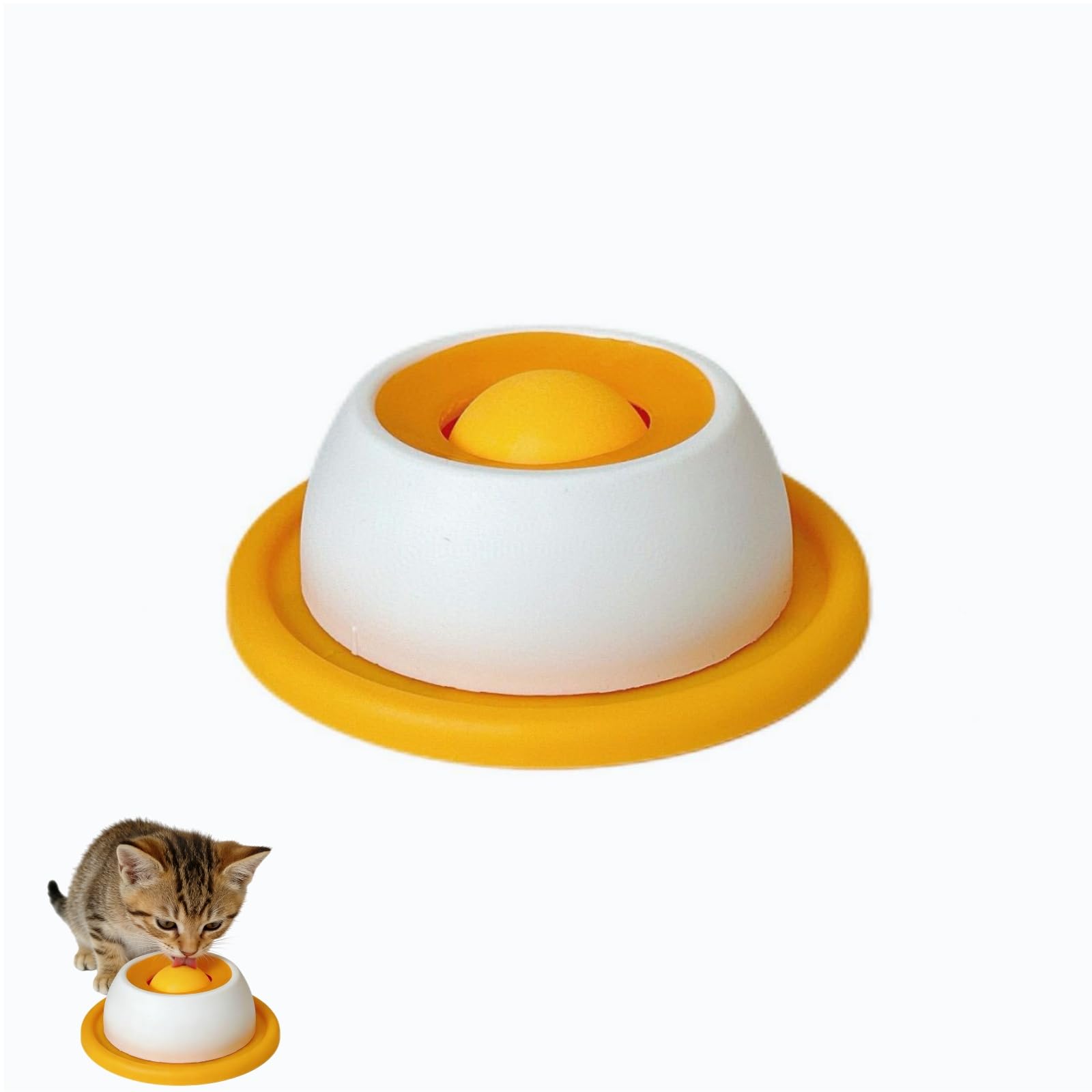 Dog Lick Bowl with Built-In Rolling Ball Anti-Slip Wide Base Dog Cat Lick Ball for Calming & Anxieties Relief Lick Sphere Enrichment Toys Interactive Slow Feeder Lick Toy for Dog Cat (Yellow)