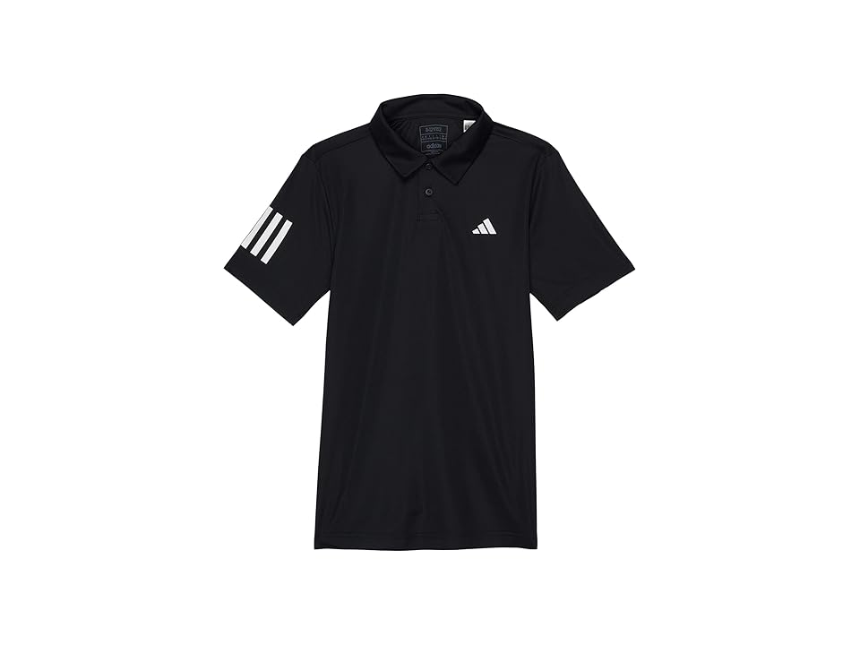 adidas Kids Club Tennis 3-Stripes Polo Shirt (Little Kids/Big Kids) (Black) Kid's Clothing INTERNATIONAL SHIPPING