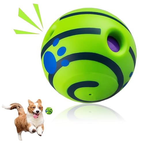 Sinmaklin Giggle Ball for Dogs, Green Dog Ball, 5.5In Dog Ball Interactive, Funny Sounds Dog Toys Ball for Small Medium and Large Dogs, Interactive Dog Balls for Boredom And Anxiety