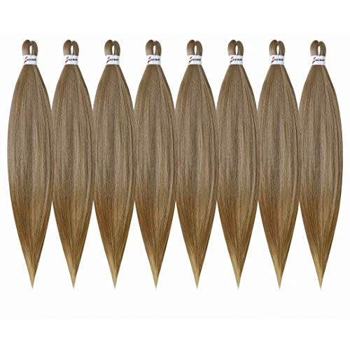 Pre Stretched Honey Blonde 26inch Professional Itch Free Hot Water Setting Synthetic Fiber Crochet Braiding Hair Extension for Twist Braids(27# 26″ 8packs)
